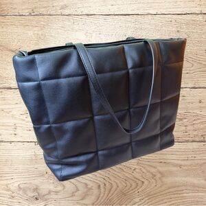 a new day Black Quilted Tote Bag